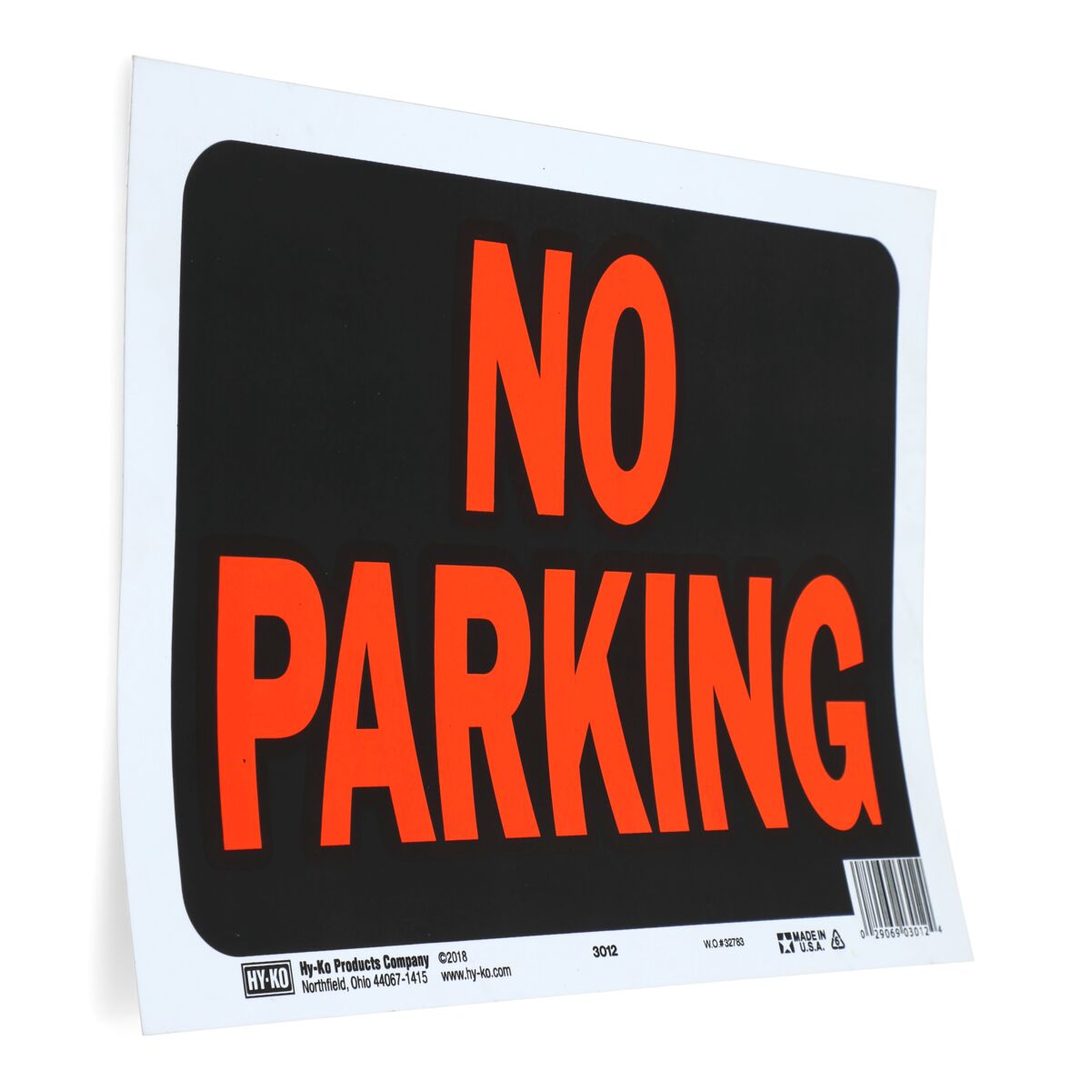 Hy-Ko Plastic No Parking Sign Red and Black 9 x 12inch